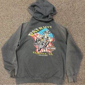 1999 Vintage Harley Davidson Faded Black Zip Up Hoodie Size M